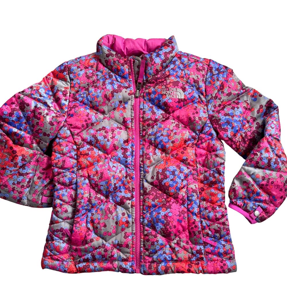 The North Face Kids Floral Pink Purple Multi Puffer Jacket